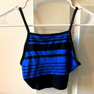 Blue and black crop top
